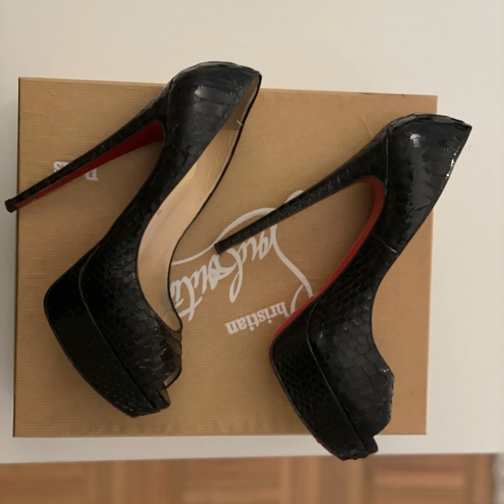 Christian Louboutin Lady Peep 150 Python Pumps - image 8